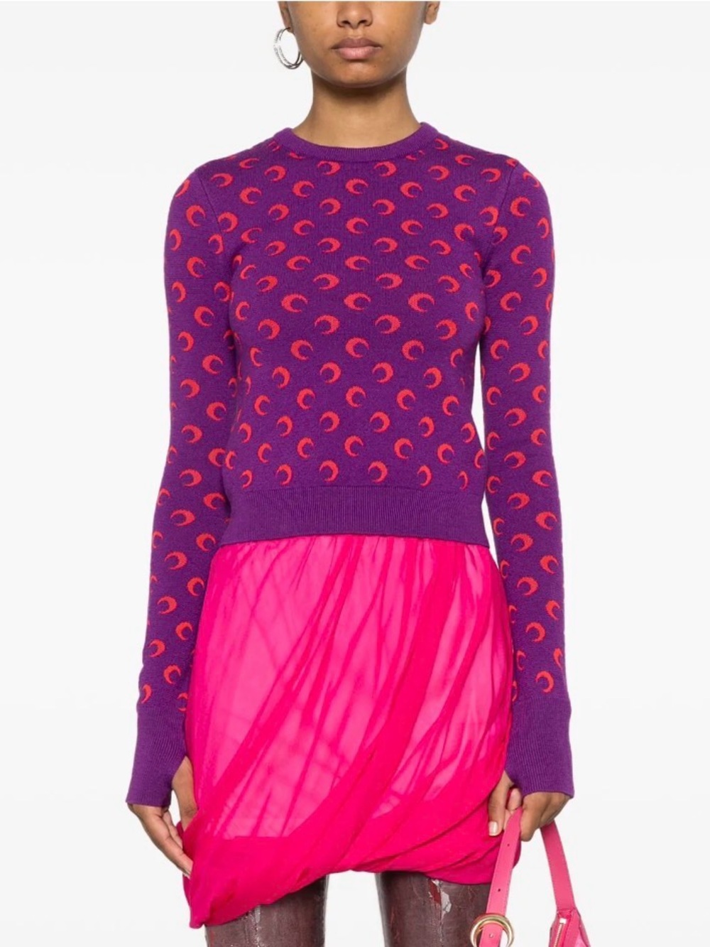 NWT Marine Serre Marine Serre Moonogram Merino Wool Jumper Purple/Red 🌓 S